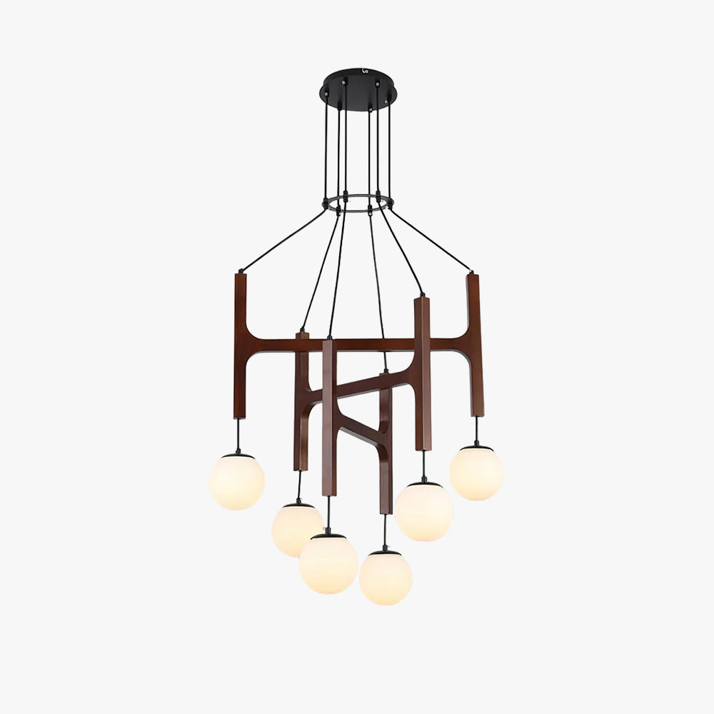 Hakka Modern Geometric Wooden Chandelier
