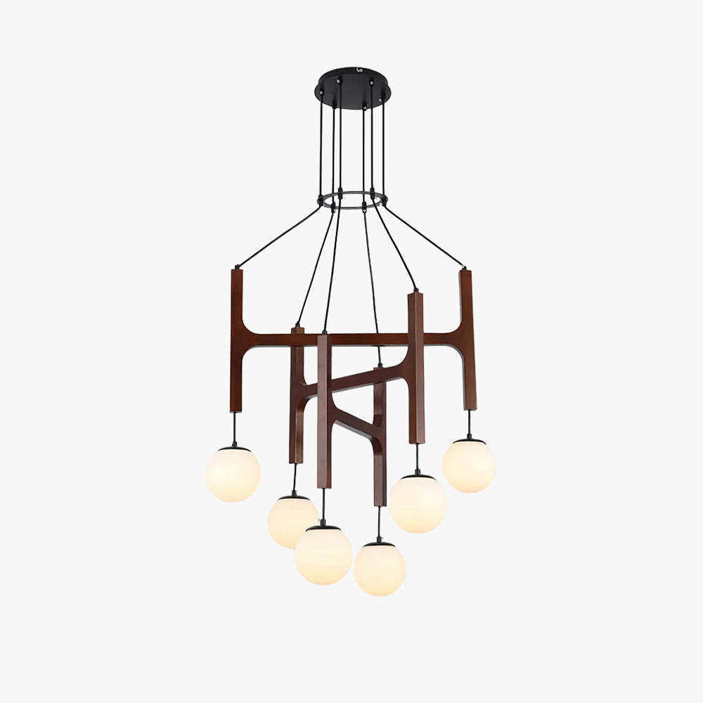 Hakka Modern Geometric Wooden Chandelier