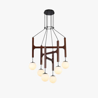 Hakka Modern Geometric Wooden Chandelier