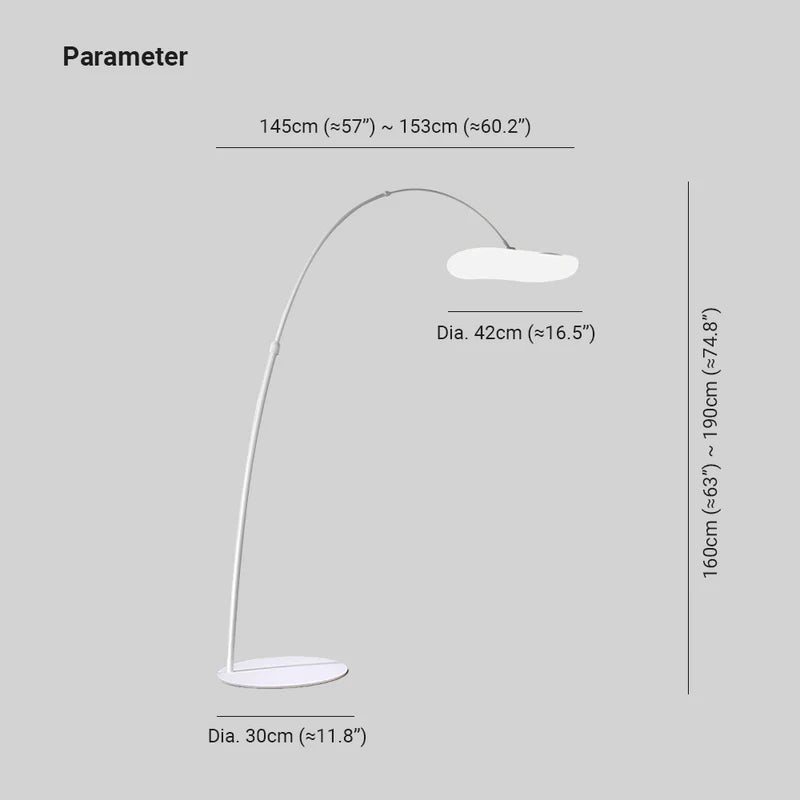 Minori Design Lampadaire Arc Simple Métal Blanc/Noir Salon