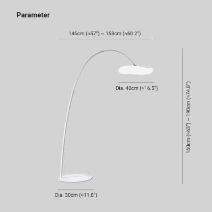 Minori Design Lampadaire Arc Simple Métal Blanc/Noir Salon
