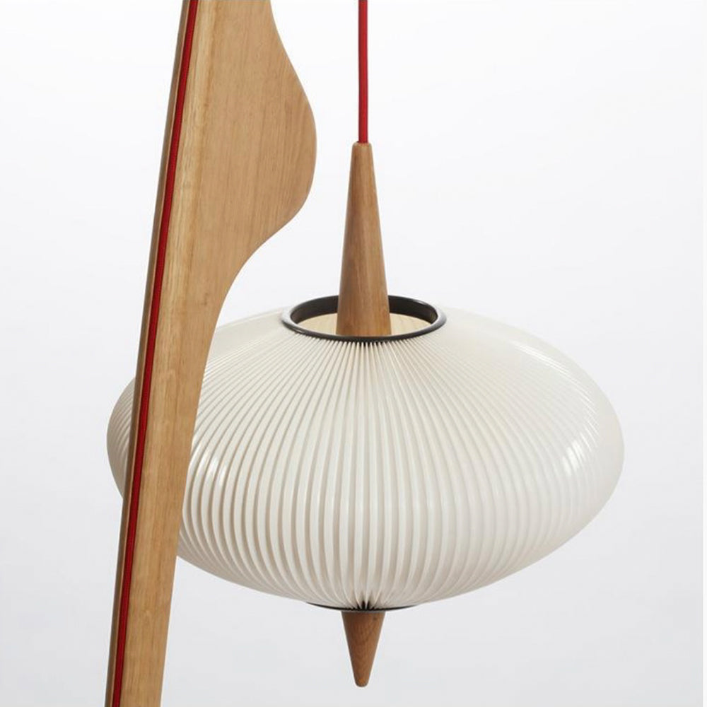 Renée Lampadaire Rond Vintage Bois/Tissu Bois/Noyer, Salon