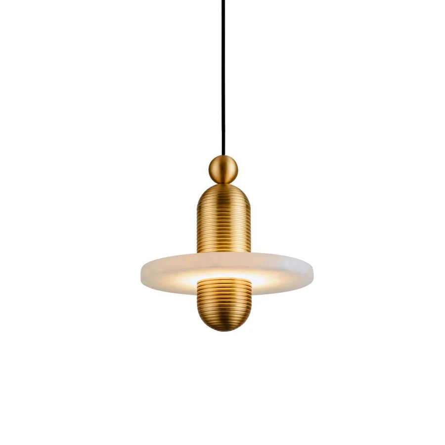 Valentina Modern Comet Round Metal Alabaster Pendant Light Dining Bathroom