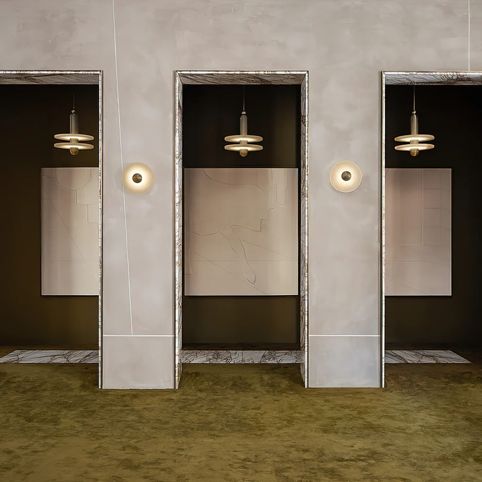 Jade Moderne Comète Rond Métal Albâtre Suspension Salle à Manger Salle de Bain