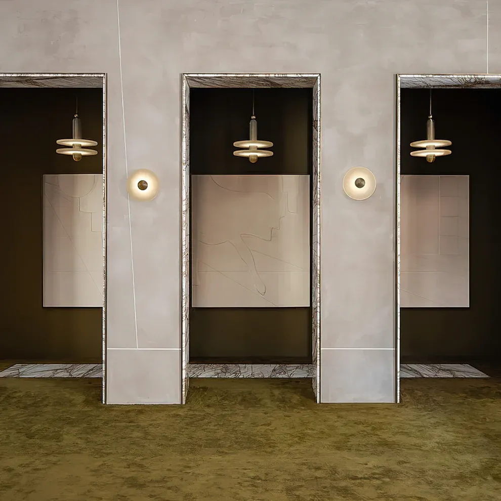 Jade Moderne Comète Rond Métal Albâtre Suspension Salle à Manger Salle de Bain