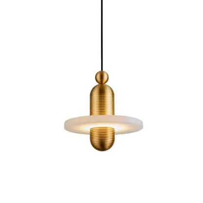 Valentina Modern Comet Round Metal Alabaster Pendant Light Dining Bathroom