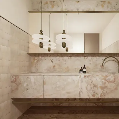 Jade Moderne Comète Rond Métal Albâtre Suspension Salle à Manger Salle de Bain