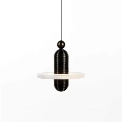 Valentina Modern Comet Round Metal Alabaster Pendant Light Dining Bathroom