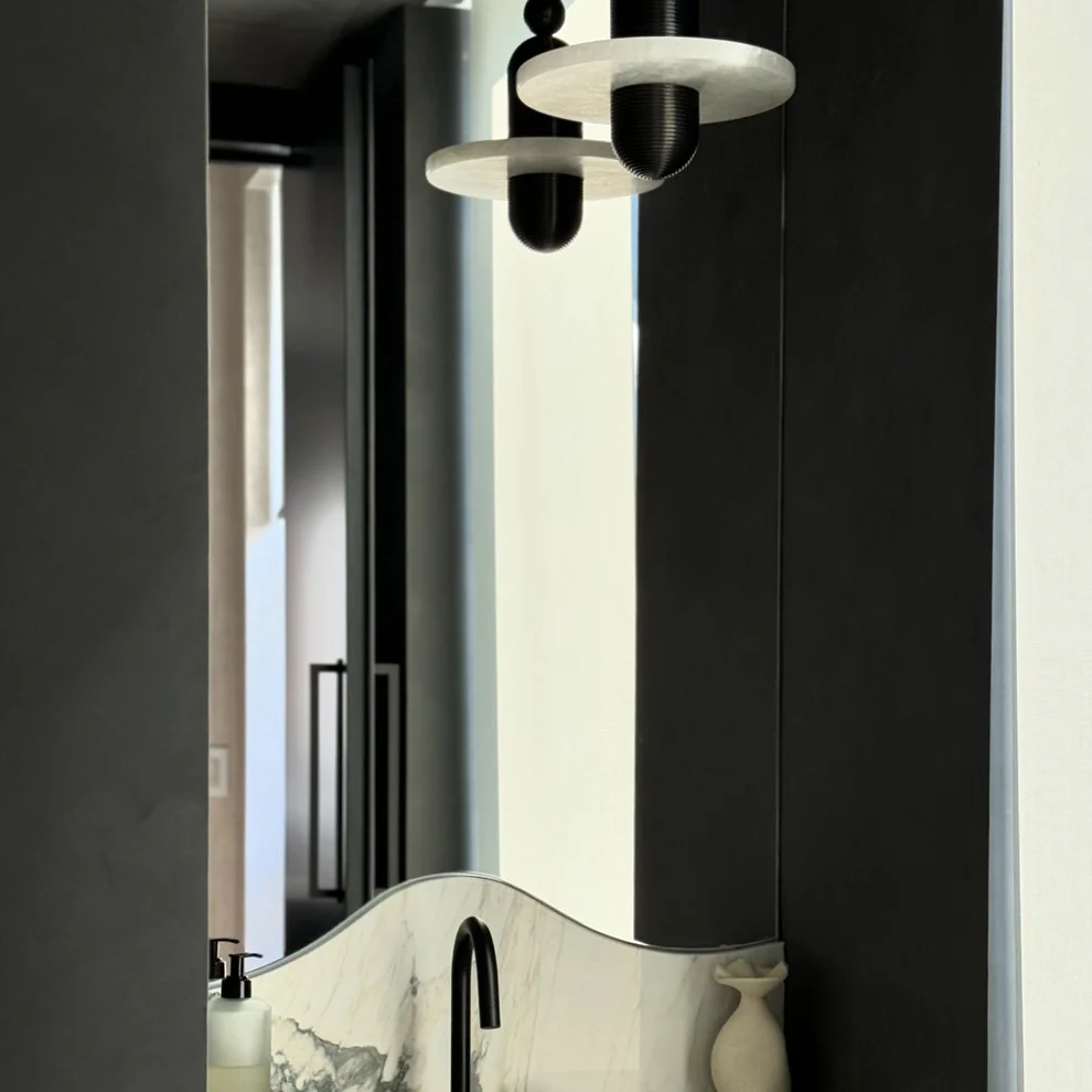 Jade Moderne Comète Rond Métal Albâtre Suspension Salle à Manger Salle de Bain