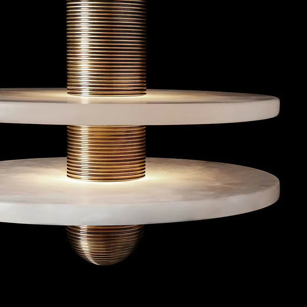 Valentina Modern Comet Round Metal Alabaster Pendant Light Dining Bathroom