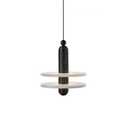 Valentina Modern Comet Round Metal Alabaster Pendant Light Dining Bathroom