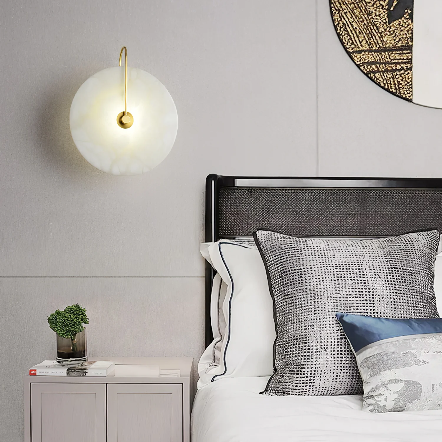 Elif Minimalism Gold Black Metal Resin Wall Lamp Bedroom Living Room