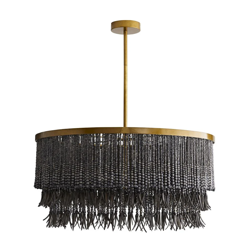 Marilyn Natural Wood Black Pendant Light Dining Room Bedroom