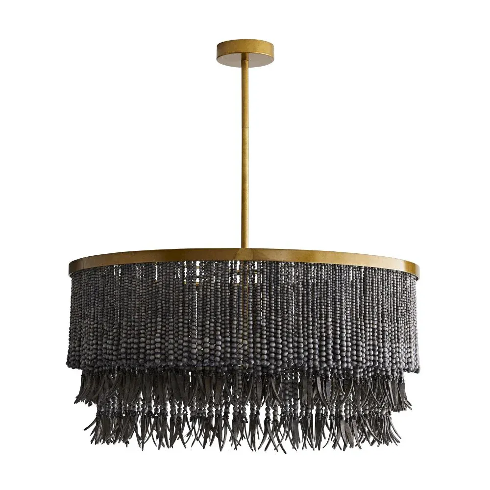 Marilyn Natural Wood Black Pendant Light Dining Room Bedroom