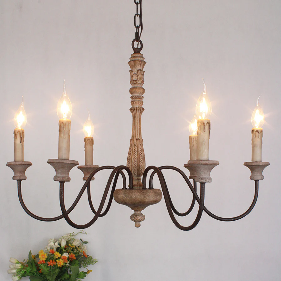 Alessio Gorgeous White Metal Wood Pendant Light Dining Room Bedroom