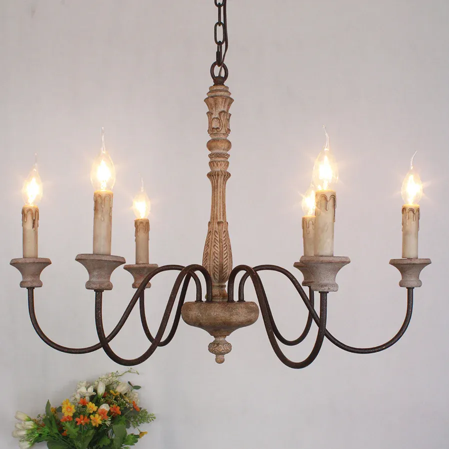 Alessio Gorgeous White Metal Wood Pendant Light Dining Room Bedroom