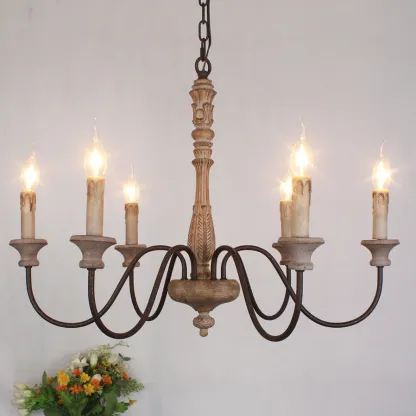 Alessio Gorgeous White Metal Wood Pendant Light Dining Room Bedroom