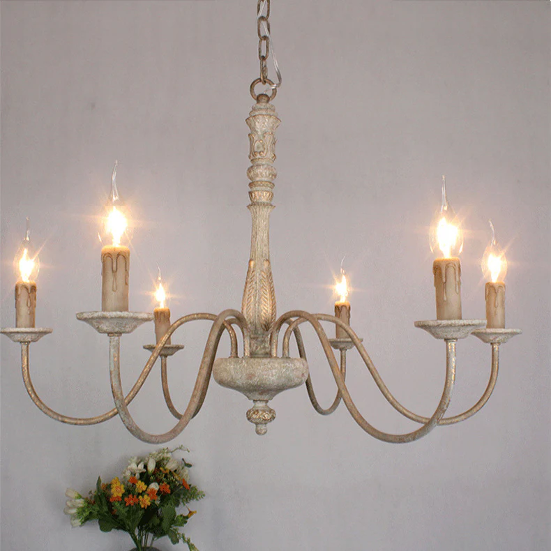 Alessio Gorgeous White Metal Wood Pendant Light Dining Room Bedroom