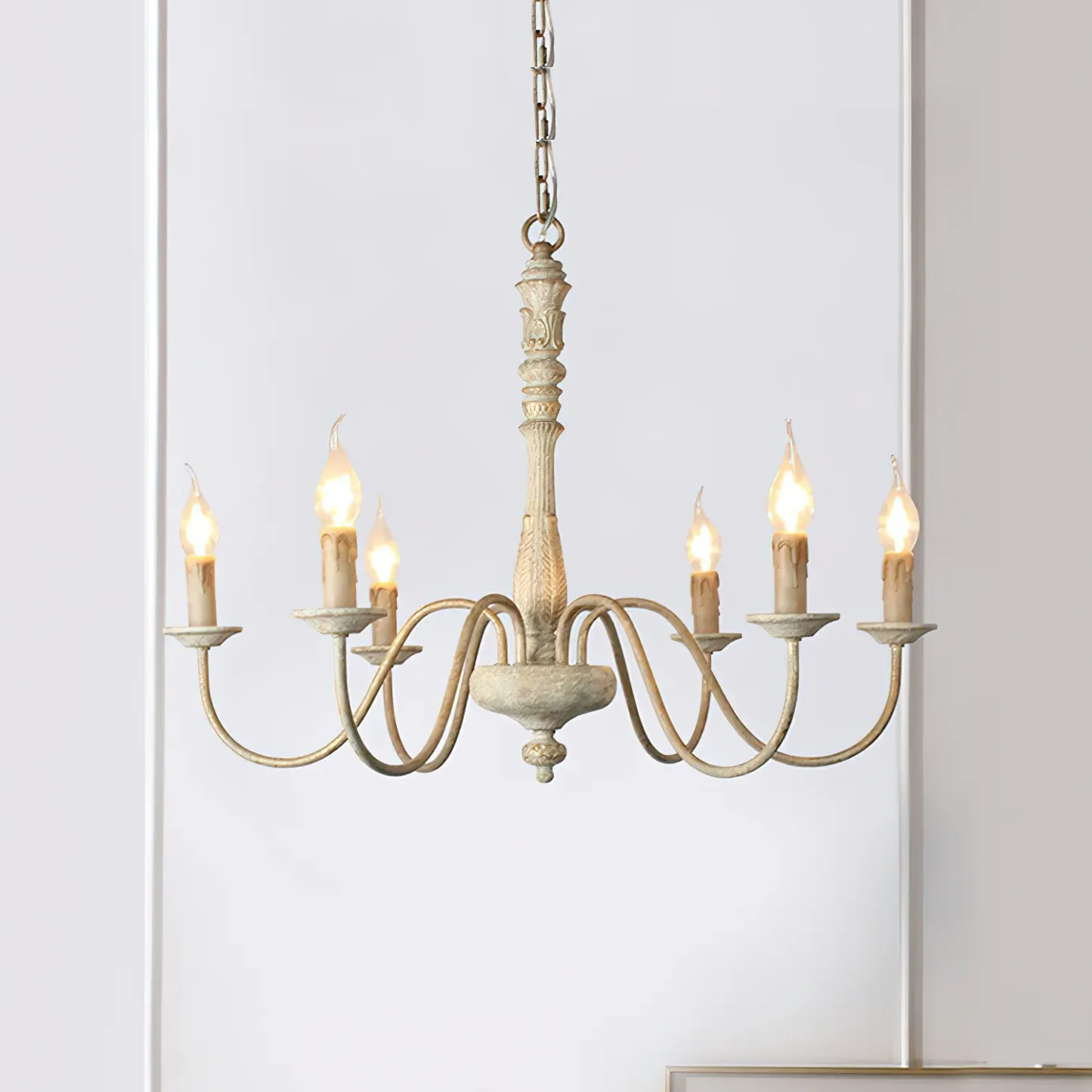 Alessio Gorgeous White Metal Wood Pendant Light Dining Room Bedroom