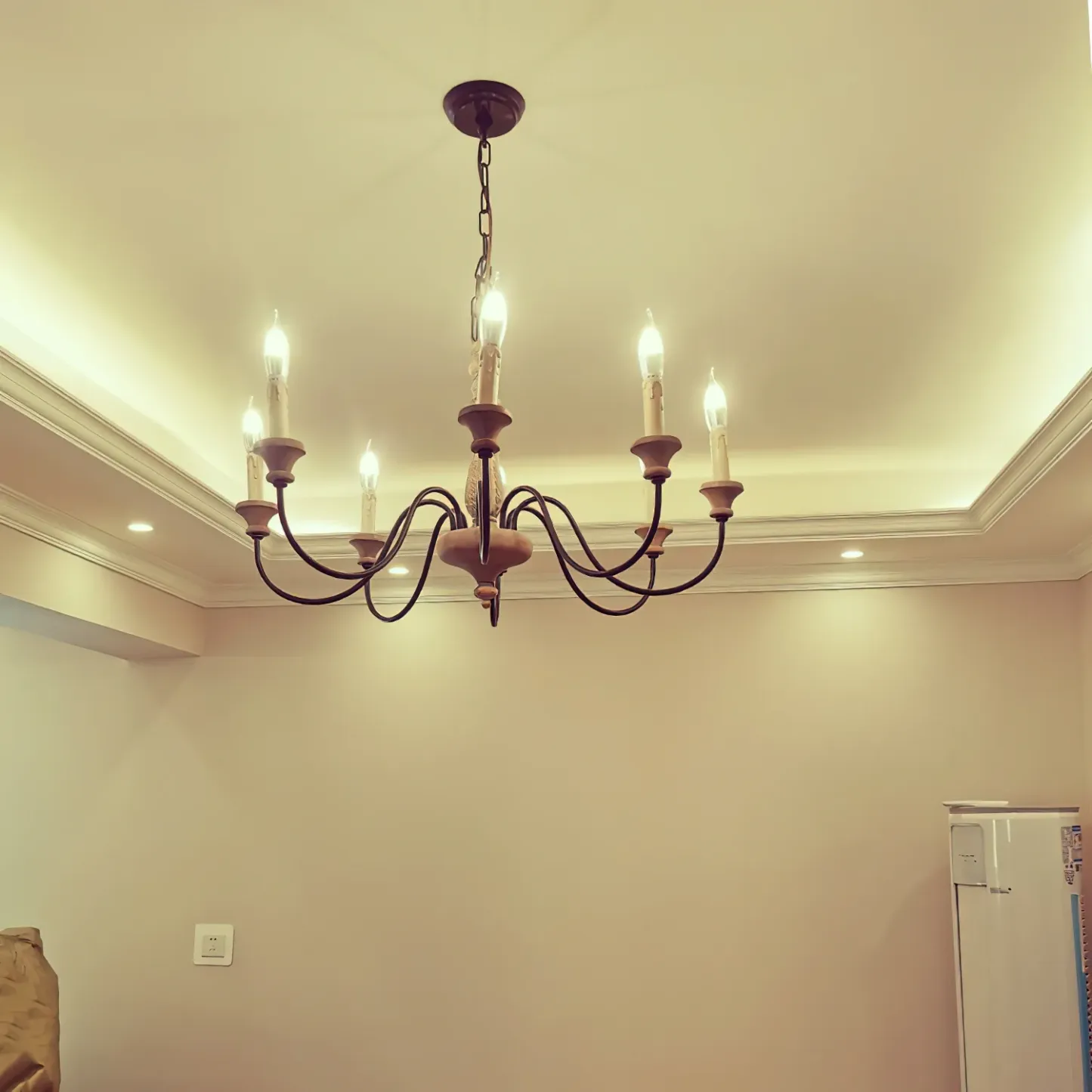 Alessio Gorgeous White Metal Wood Pendant Light Dining Room Bedroom
