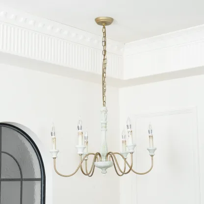 Alessio Gorgeous White Metal Wood Pendant Light Dining Room Bedroom