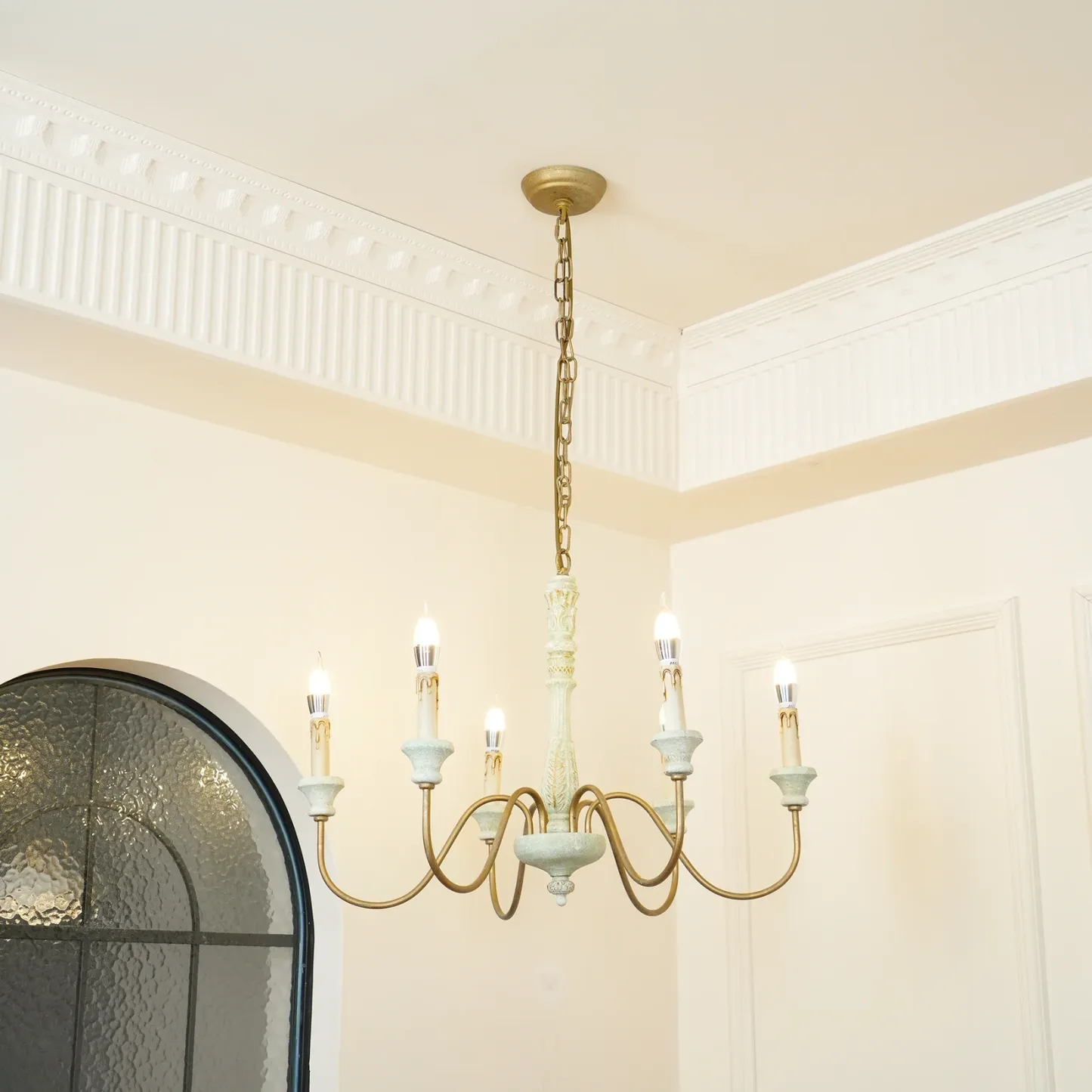 Alessio Gorgeous White Metal Wood Pendant Light Dining Room Bedroom