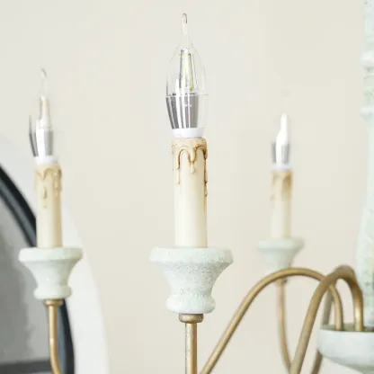 Alessio Gorgeous White Metal Wood Pendant Light Dining Room Bedroom