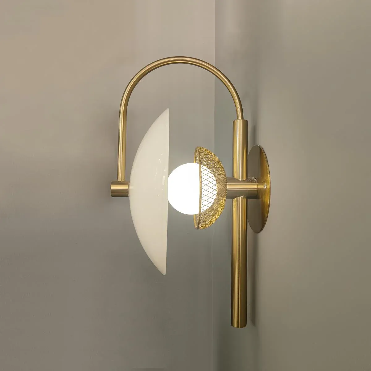 Elif Modern Black Gold Metal Glass Wall Lamp Dining Room Bedroom