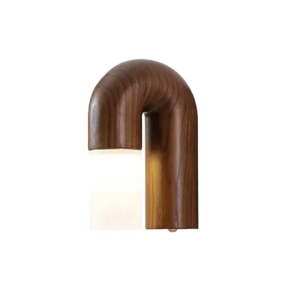 Ozawa Wood Walnut Black Metal Wall Lamp Dining Room Bedroom