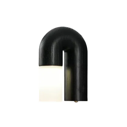 Ozawa Wood Walnut Black Metal Wall Lamp Dining Room Bedroom