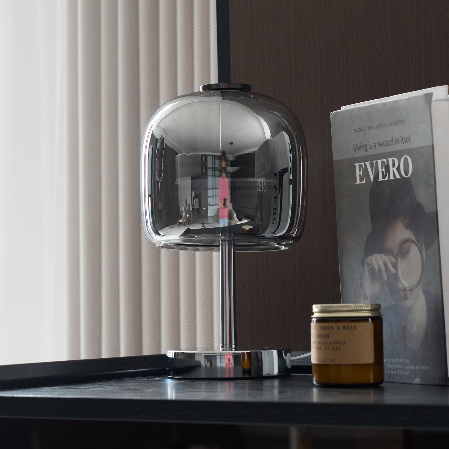 Axis Smoke Gray Glass Table Lamp