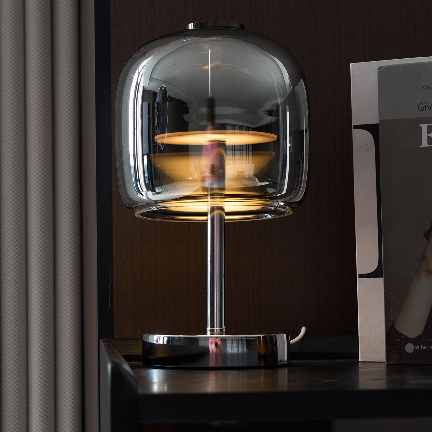 Axis Smoke Gray Glass Table Lamp
