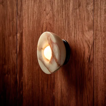 Elif Minimalism Unusual Marble Metal Wall Lamp Bedroom Dining Room