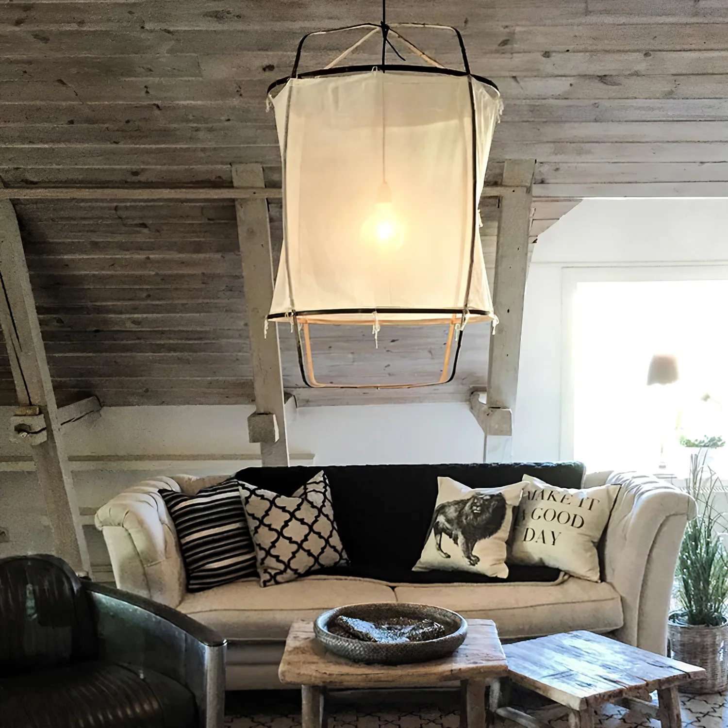 Ozawa Modern Cottage Fabric Pendant Light Shades Living Dining Room Bedroom