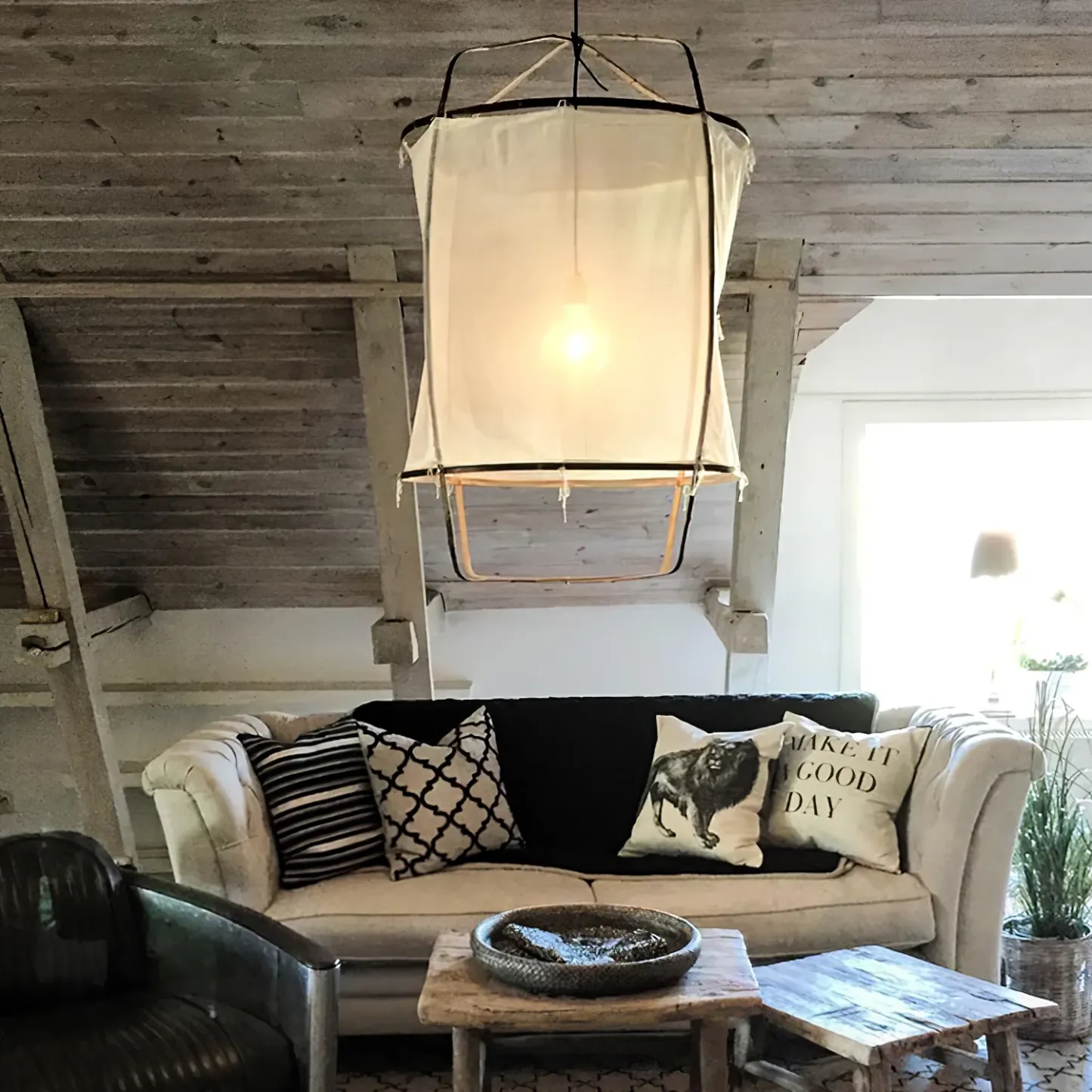 Ozawa Modern Cottage Fabric Pendant Light Shades Living Dining Room Bedroom
