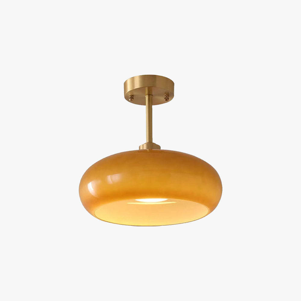 Hailie Plafonnier Rond Moderne, Métal/Verre, Orange/Blanc, Salon