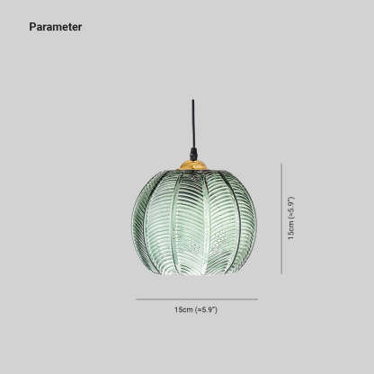 Hailie Suspension Verre Strié Vert, L 15CM