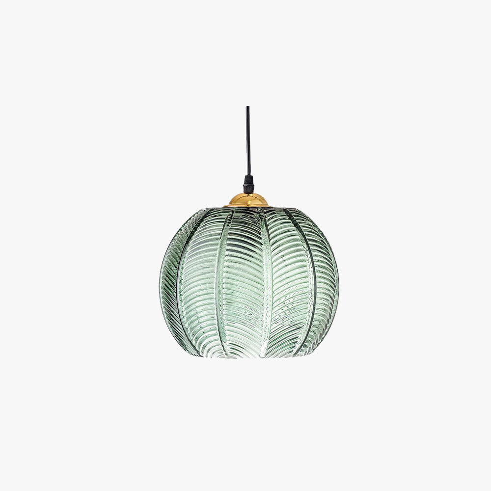 Hailie Suspension Verre Strié Vert, L 15CM
