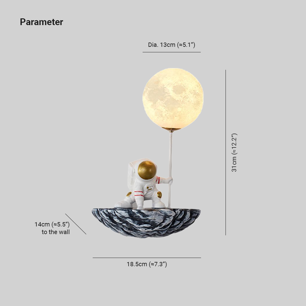 Fateh Applique Murale Sphérique Astronaute Design LED Moderne Métal/Verre/Acrylique Blanc Salon