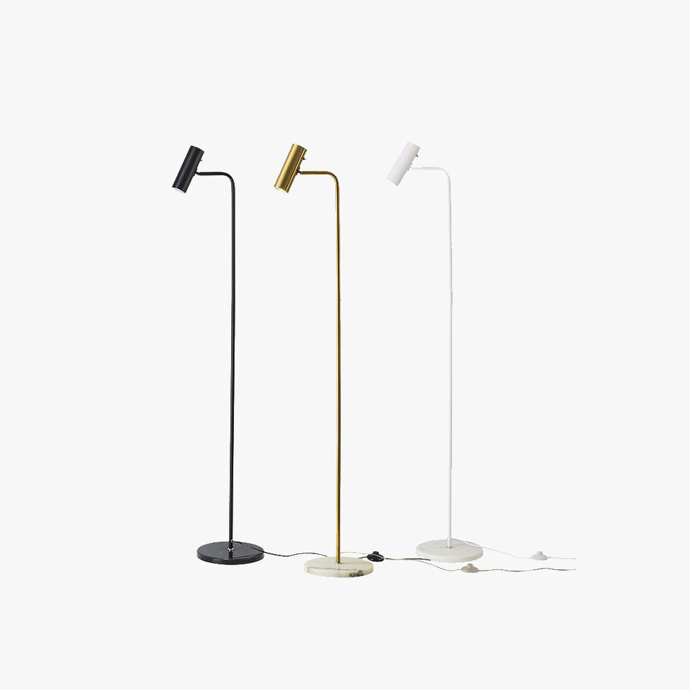 Freja Lampadaire Cylindre Moderne, Métal, Noir/Doré/Blanc, Salon