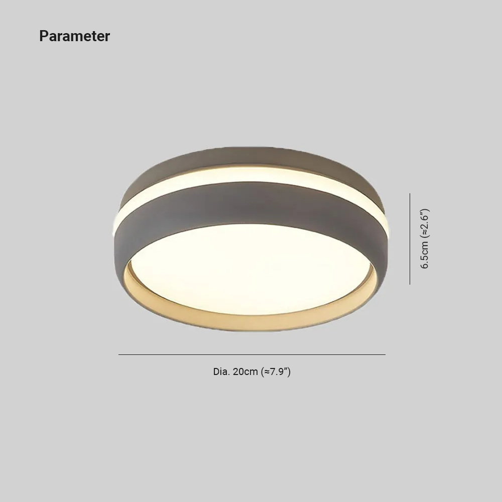 Quinn Plafonnier Rond Moderne, Métal, Noir/Gris, Salon