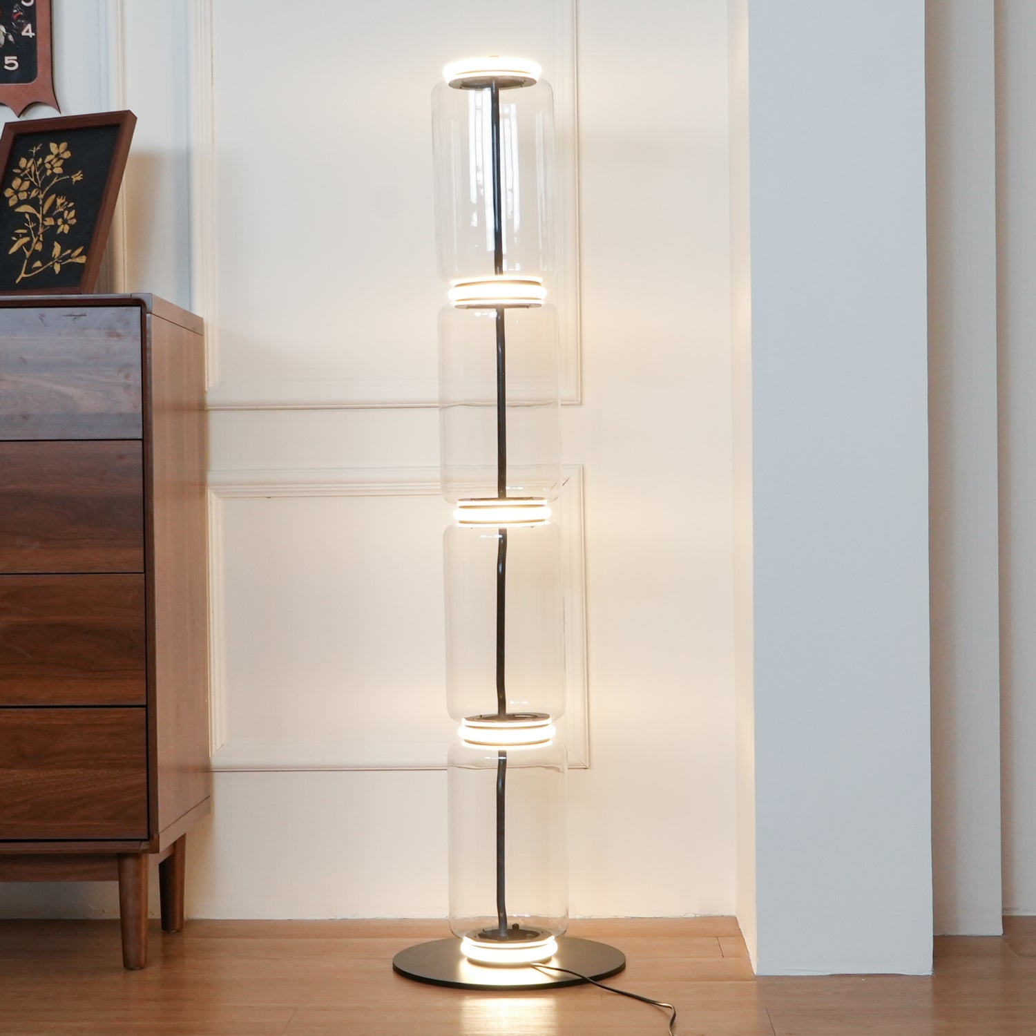 Axis Bamboo Glass Floor Lamp