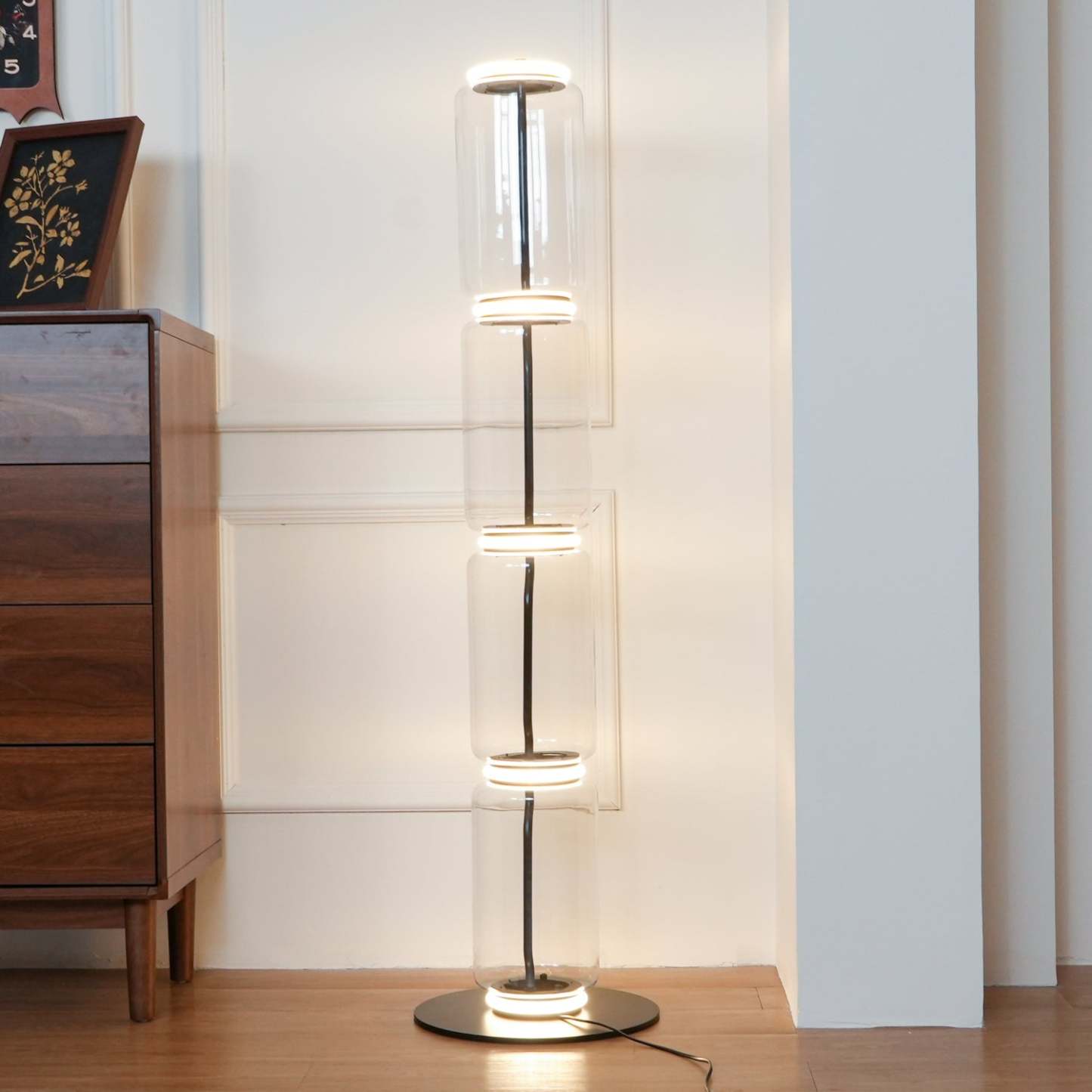 Axis Bamboo Glass Floor Lamp