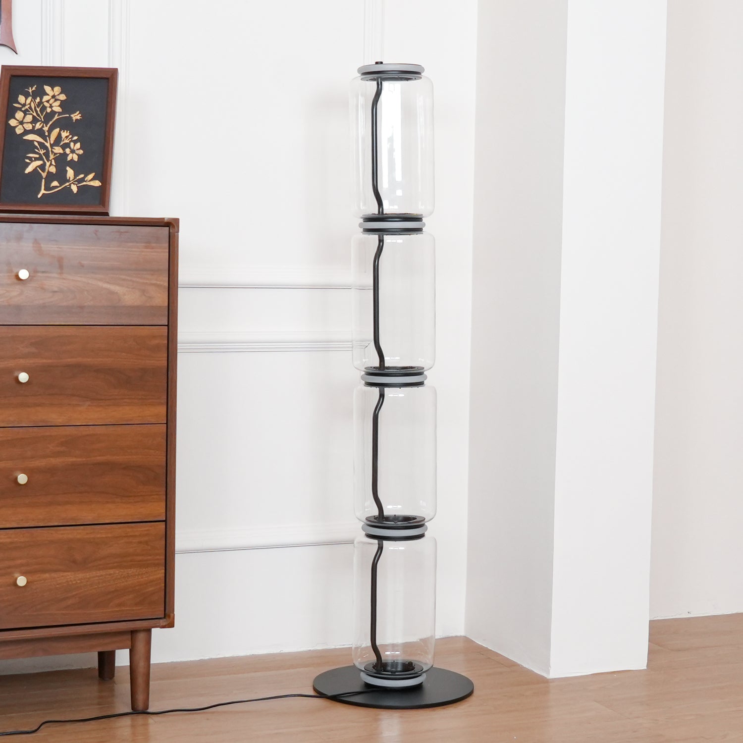 Axis Bamboo Glass Floor Lamp