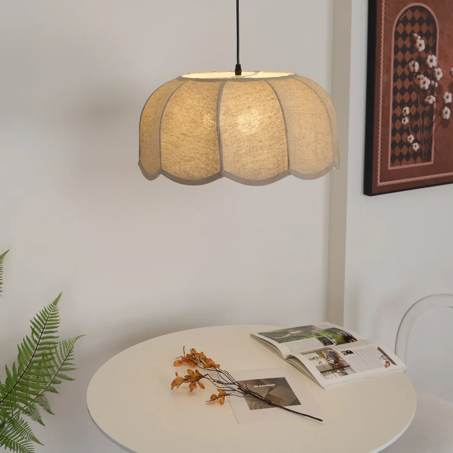 Renée Cottage Banana Leaf Fabric Pendant Light Shades Bedroom Living Room