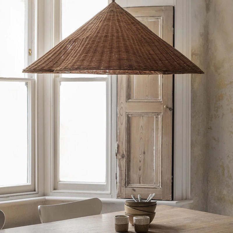 Vintage Suspension Marron Rotin Salon Chambre à Coucher Étude|Las Sola