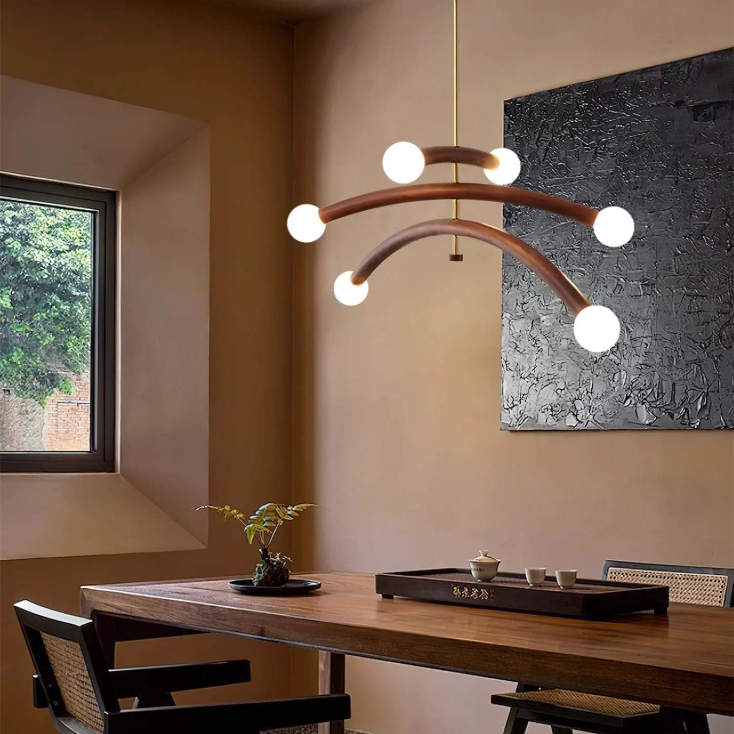Drift Arc Wood Sculptural Chandelier