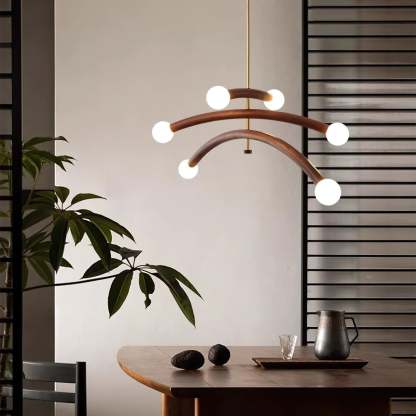 Drift Arc Wood Sculptural Chandelier