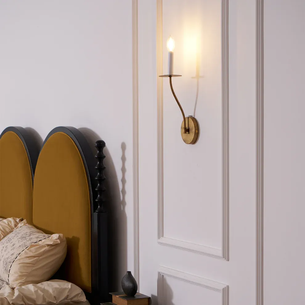 Alessio Vintage Candle Metal Wall Light Fixture Hallway Bedroom Bathroom