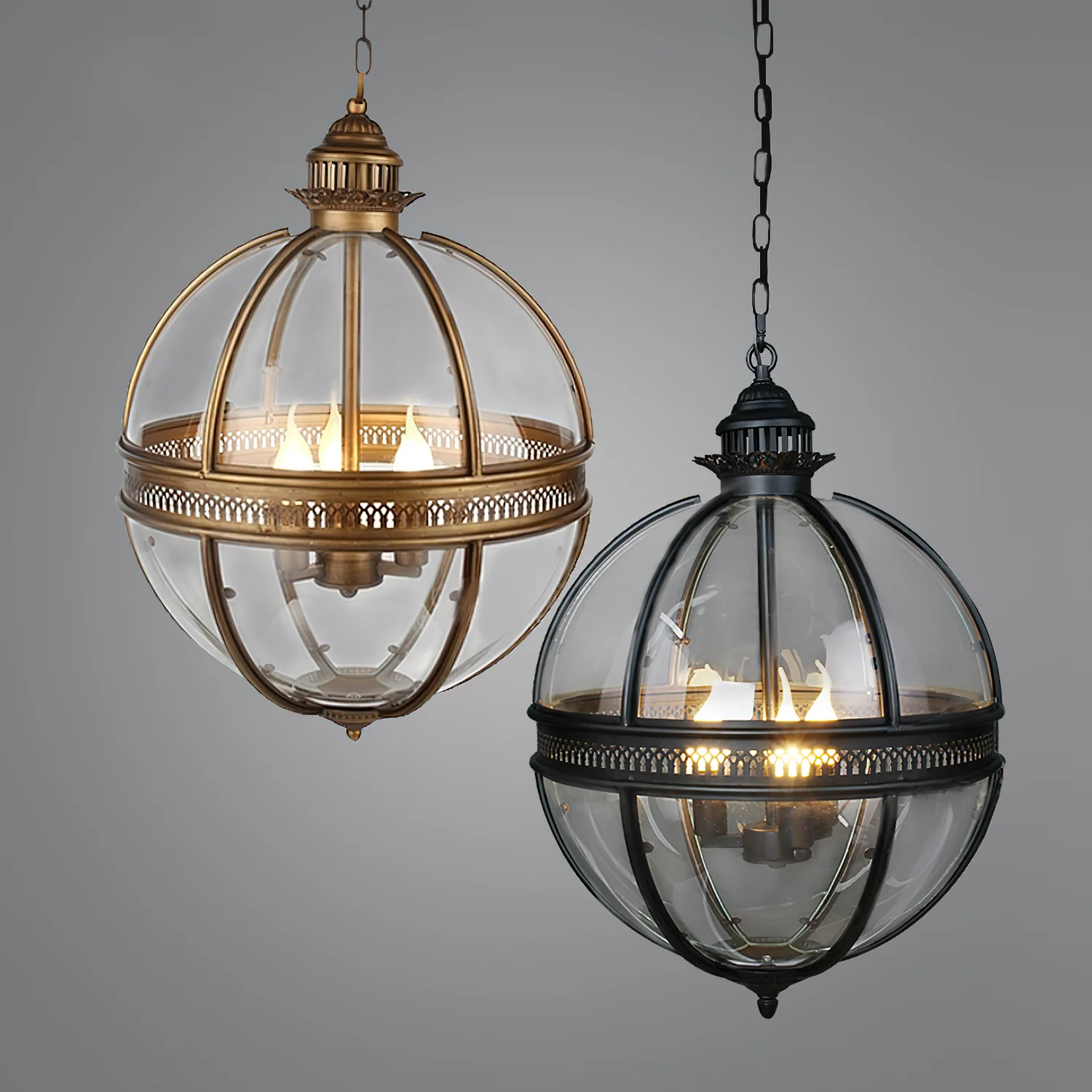 Alessio Vintage Glass Metal Black Pendant Light Dining Room Bedroom
